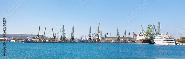 Fototapeta Port, cranes and ship
