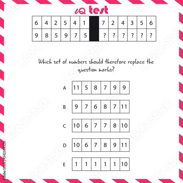 Fototapeta Practice Questions Worksheet for Education and IQ Test. Intelligence questions, Find next - puzzle questions