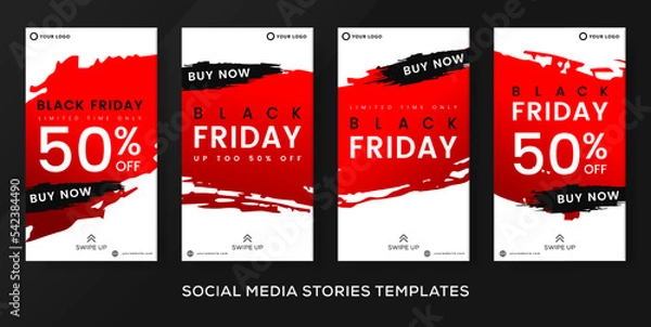 Obraz Set stories post banner template for black friday. premium vector
