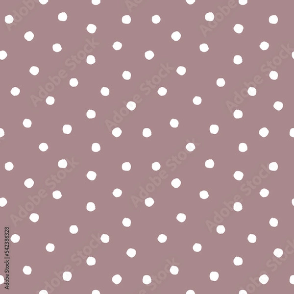 Fototapeta White rough polka dot on antique lavender background. Hand drawn seamless pattern. For wallpaper, textile, wrapping paper, interior decoration, stationery and packaging design