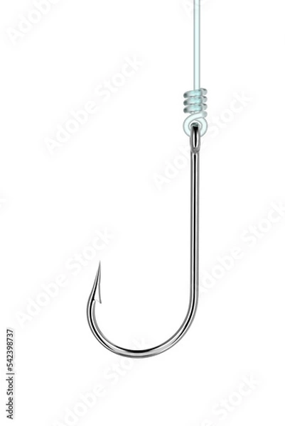 Obraz Fishing hook hanging on a line, PNG isolated on transparent background	
