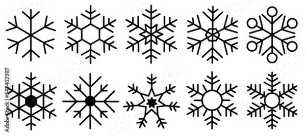 Obraz snow icon. snowflake icon.  christmas vector. set item. cute vector.