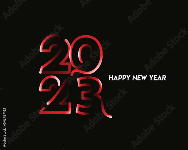 Fototapeta 2023 Happy New Year Text Typography Design Patter, Vector illustration.