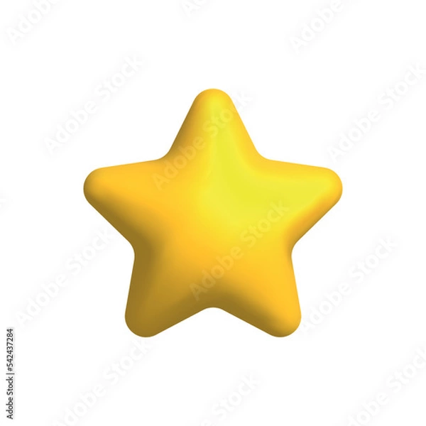 Fototapeta Vector 3d style rounded simple star icon isolated on white background