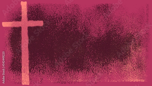 Obraz pink orange cross on darker red brayer texture backdrop with copy space