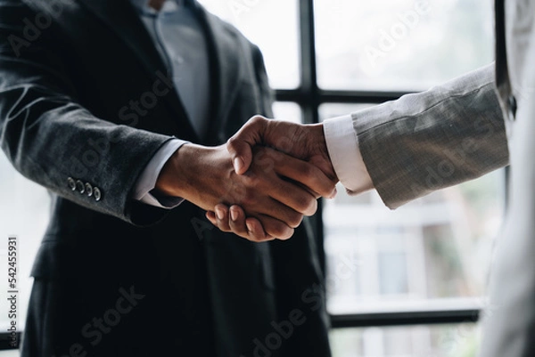 Fototapeta Business communication concept. Marketing. Shaking hands. Teamwork.