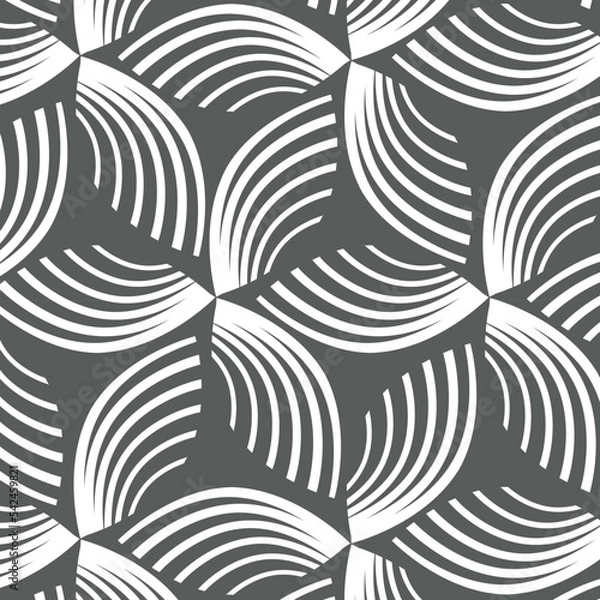 Fototapeta Linear vector pattern, repeating linear leaves and flower in monochrome styles, pattern is clean for fabric, printing, wallpaper. Pattern is on swatches panel