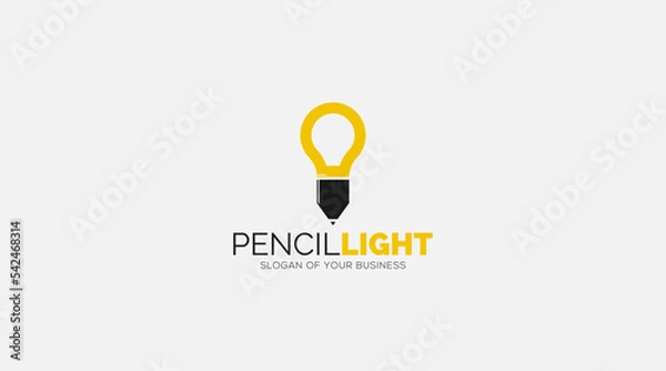 Obraz Light bulb and pencil logo template. Creative idea vector design.