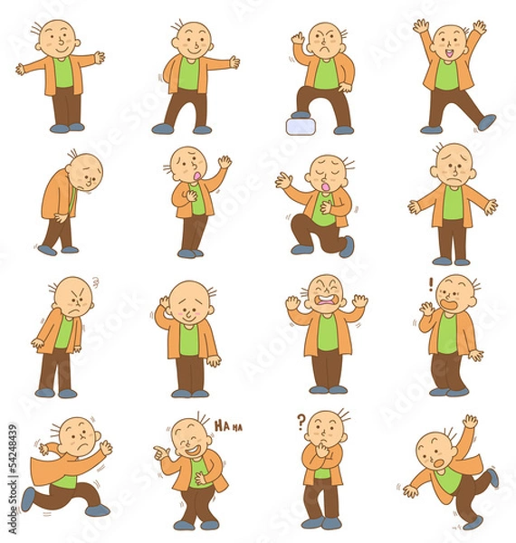 Fototapeta set of funny cartoon office worker