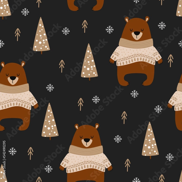 Obraz seamless pattern with christmas bear