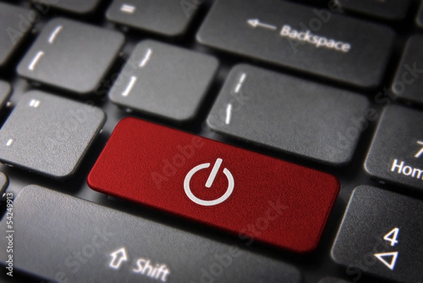 Obraz Red power off keyboard key, technology background