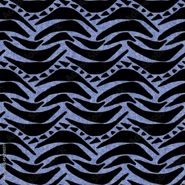 Fototapeta Denim style geometric canvas effect seamless texture material. Masculine jeans blue style dyed pattern. Faded indigo abstract printed design tile swatch.