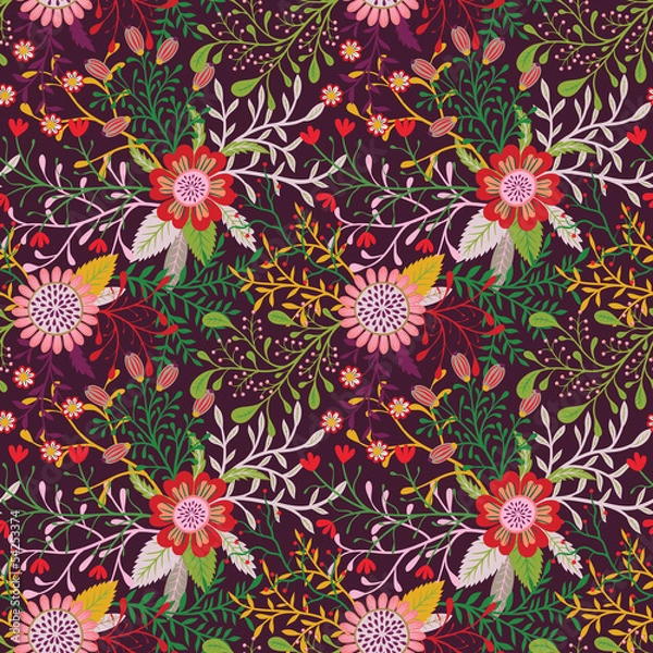 Fototapeta Seamless floral pattern