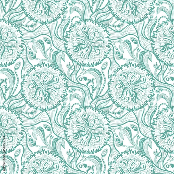 Fototapeta Seamless floral pattern