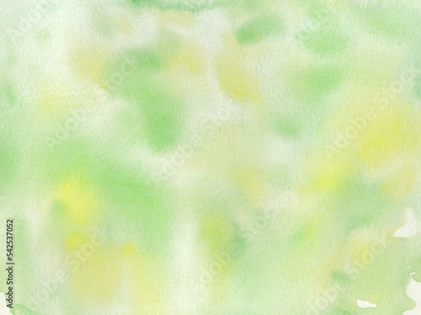 Fototapeta Watercolor grunge wave yellow green background. Illustration for decor, design, printing on paper, postcard, invitations, banners. Abstract dirty spray pattern with textured effect.