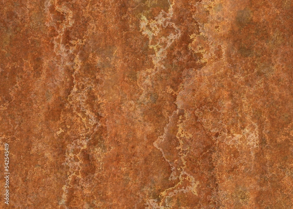 Fototapeta Grunge light rusty iron brown marble or dark panel texture, clay stains and spatter and historic shabby clay ground design, retro brown granite soil faint and drips and empty speckled wall
