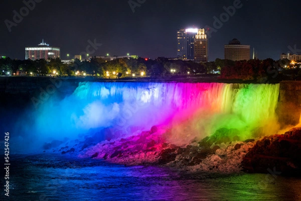 Obraz Niagara Falls at night LED lightshow