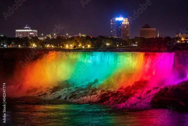 Obraz Niagara Falls at night LED lightshow