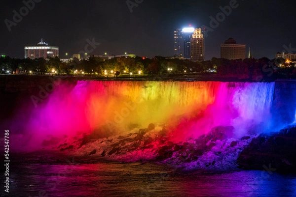 Obraz Niagara Falls at night LED lightshow