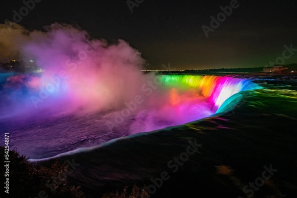 Obraz Niagara Falls at night LED lightshow