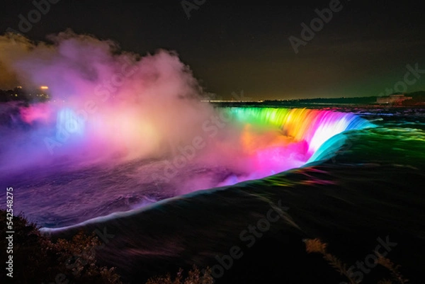 Obraz Niagara Falls at night LED lightshow