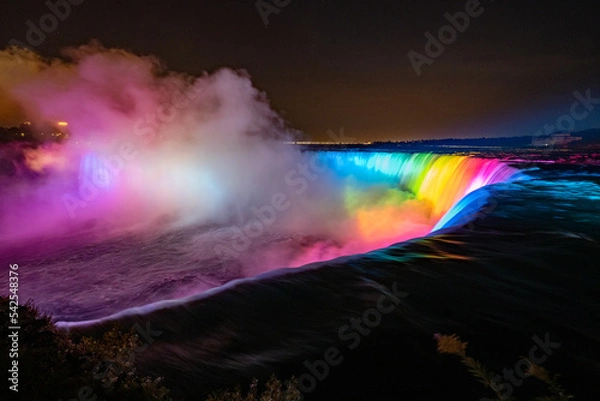 Obraz Niagara Falls at night LED lightshow