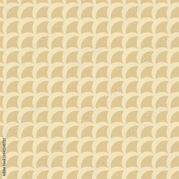 Fototapeta Vector geometric seamless pattern. Simple abstract gold background with curved shapes, fish scale, peacock ornament, diagonal mesh. Retro vintage style texture. Luxury golden repeat decorative design