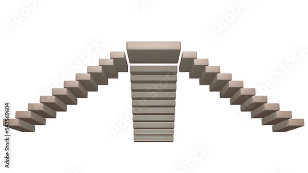 Fototapeta Stairs with box platform. Smooth surface. Underside view. 3d render illustration