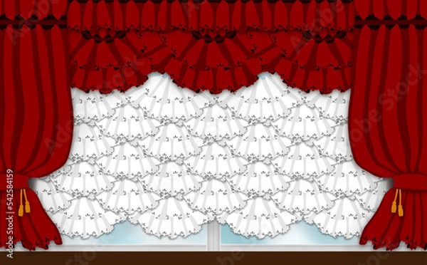 Fototapeta フリル_カーテン_赤