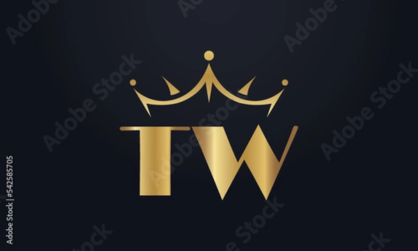 Obraz King crown logo design vector and extra bold queen symbol