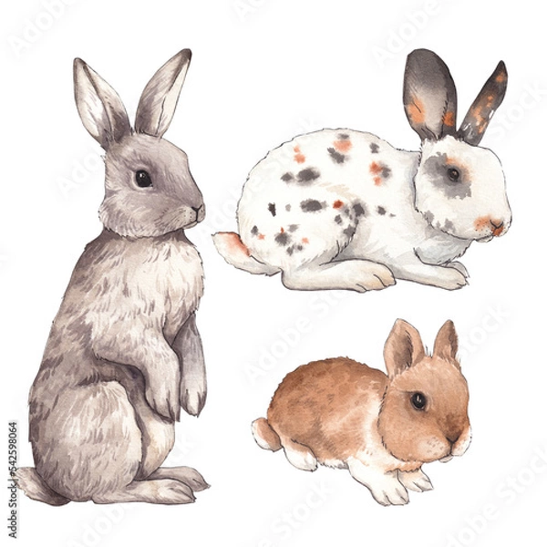 Obraz Watercolor bunny  animal isolated on a transparent background illustration