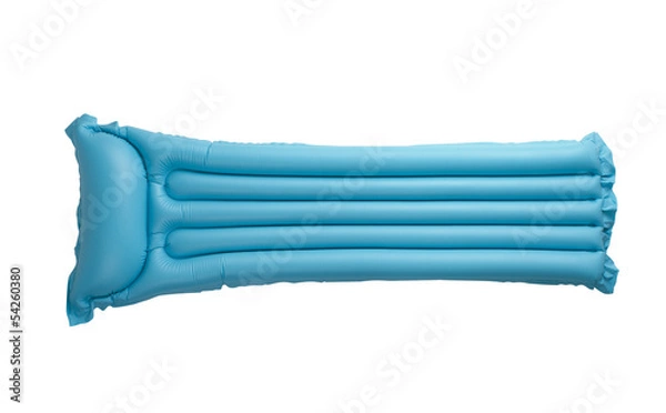 Fototapeta Blue floating pool raft isolated on white background