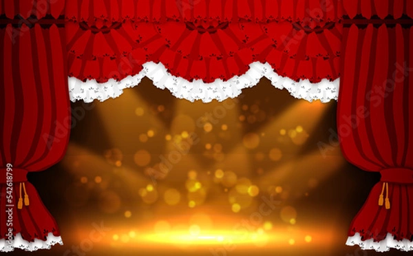 Obraz フリル_カーテン_ステージ_赤
