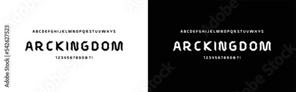 Fototapeta Arc Kingdom Font. Craft medieval typeface design. Graphic display alphabet. Fantasy type letters. Latin characters, numbers. Vector illustration. Suites for old badge, label, logo template.