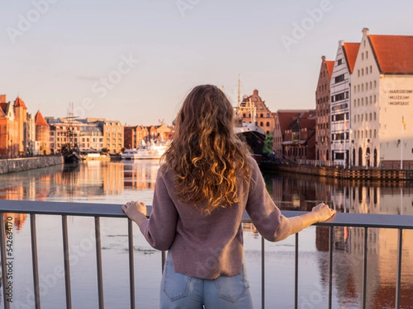 Obraz Tourist exploring old town in Gdansk, Poland