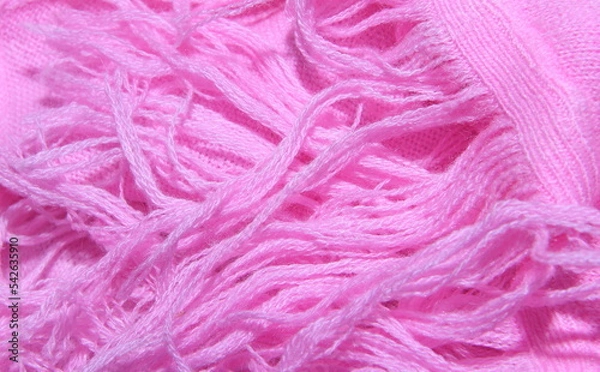 Obraz Texture of pink knitted knitted scarf with dyed rabbit fur