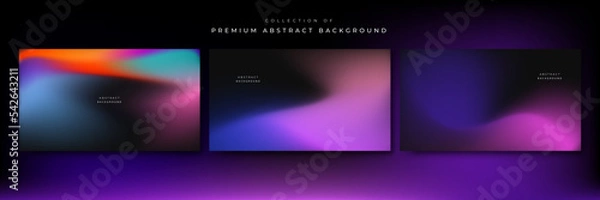 Fototapeta Glittering gradient background with hologram effect and magic lights. Holographic abstract fantasy backdrop with fairy sparkles, gold stars and festive blur