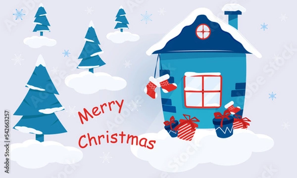 Obraz christmas house with gifts