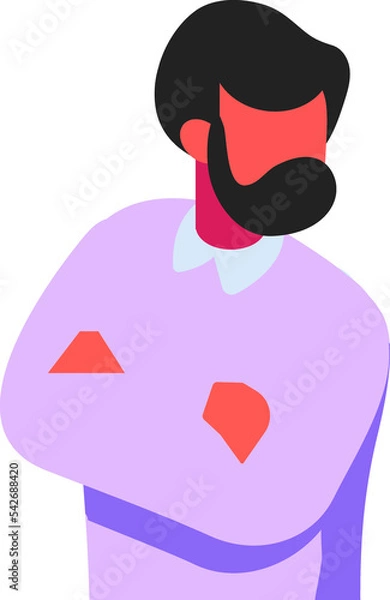 Obraz Man, guy with beard, hipster flat illustration