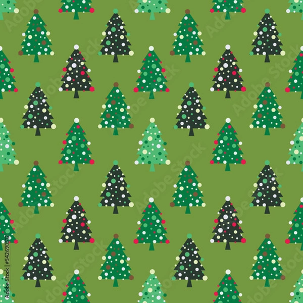 Fototapeta Seamless pattern with Christmas Trees, vector. New Year's abstract background