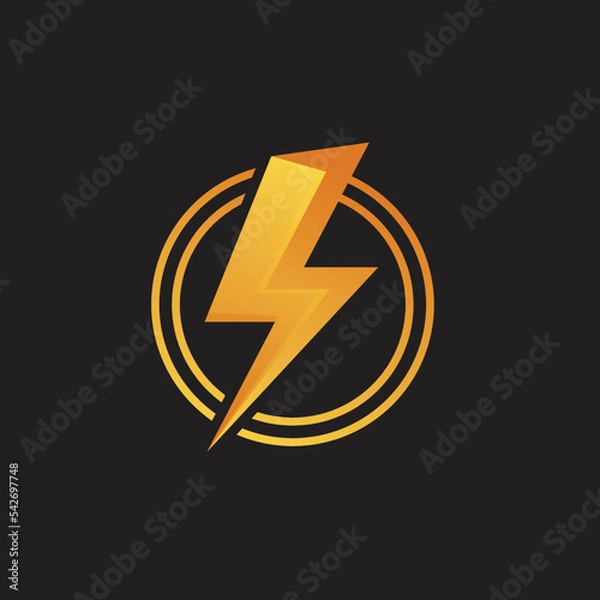 Fototapeta Electrical logo thunder concept with lightning gradient vector