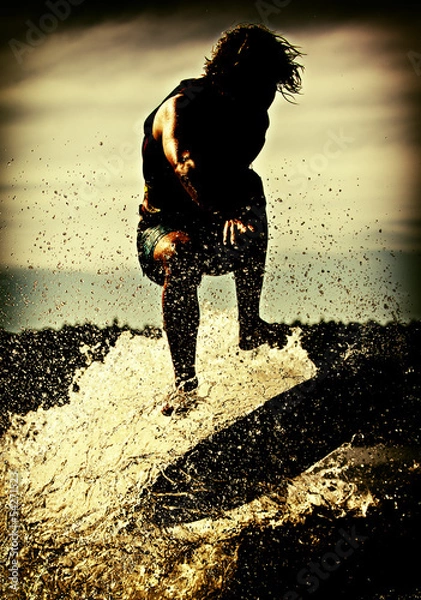 Obraz Wake Surfing Silhouette