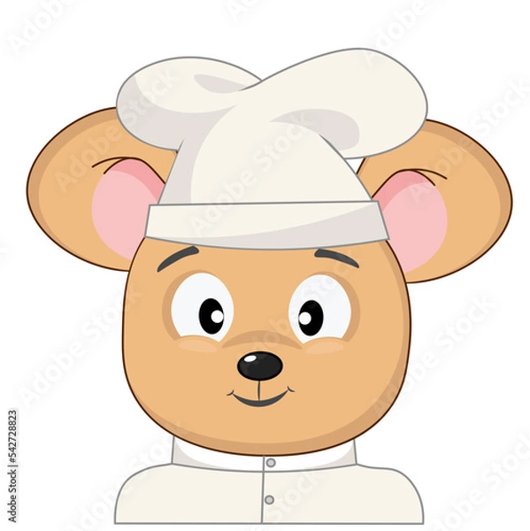 Fototapeta A cute little mouse in a cook's suit. Choice of profession chef