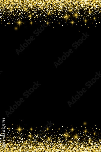 Fototapeta Gold glitter borders with sparkles. Vector illustration