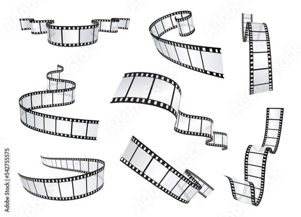 Fototapeta Set of realistic film or movie reels strips. Vector illustration