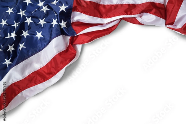 Obraz Closeup ruffled American flag isolated