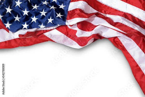 Obraz Closeup ruffled American flag isolated 