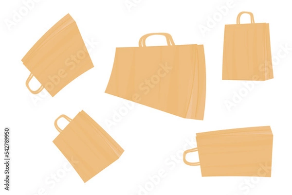 Fototapeta Pattern of paper bags on a white background. The concept of ecology, environmental protection, waste recycling. Vector image.