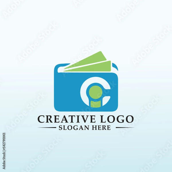 Obraz Digital wallet letter IC cash icon logo design