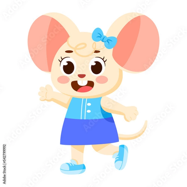 Obraz Isolated happy female mouse character Vector